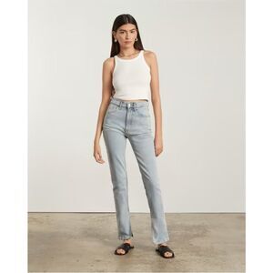 Everlane Cheeky Split Hem High-Rise Straight Jean Light Wash 33
